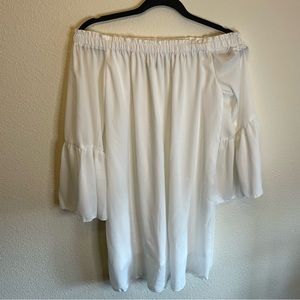 Small White Dress - can be worn as a strapless style dress or with the sleeves.